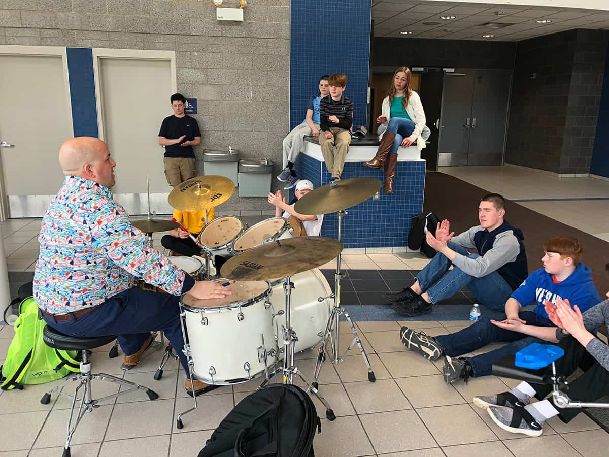 Percussion clinic with Jason Schirrippa at Westhill Day of Jazz 2018